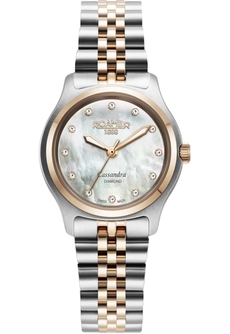 Ceas de dama  626847 49 89 20 roz cu aur roz clasic cu diamante