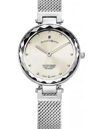 Ceas de dama Jacques DU JWL04301, argintiu, clasic, cu elemente de bijuterie
