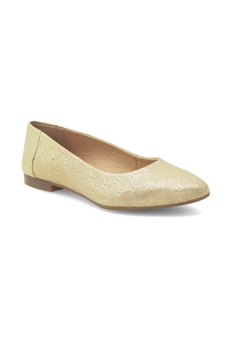 Balerini dama,  370475, Piele naturala, Auriu
