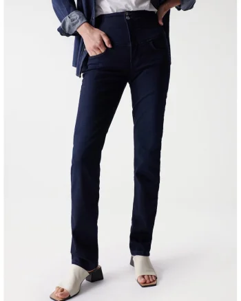 Blugi slim-fit cu talie inalta, Albastru ultramarin