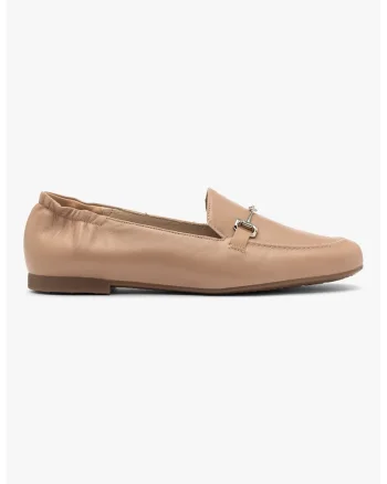 Pantofi loafer din piele cu model uni, Maro camel