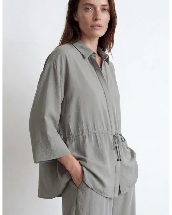 Camasa lejera cu model uni, Gri deschis