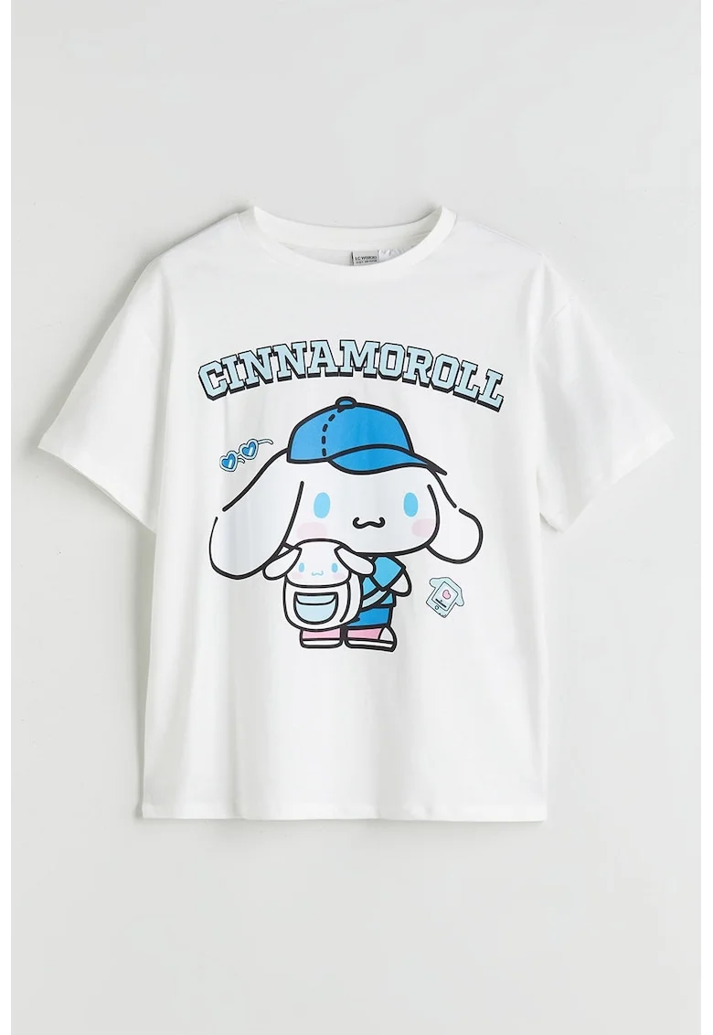 Tricou cu imprimeu grafic, Alb/Albastru glaciar
