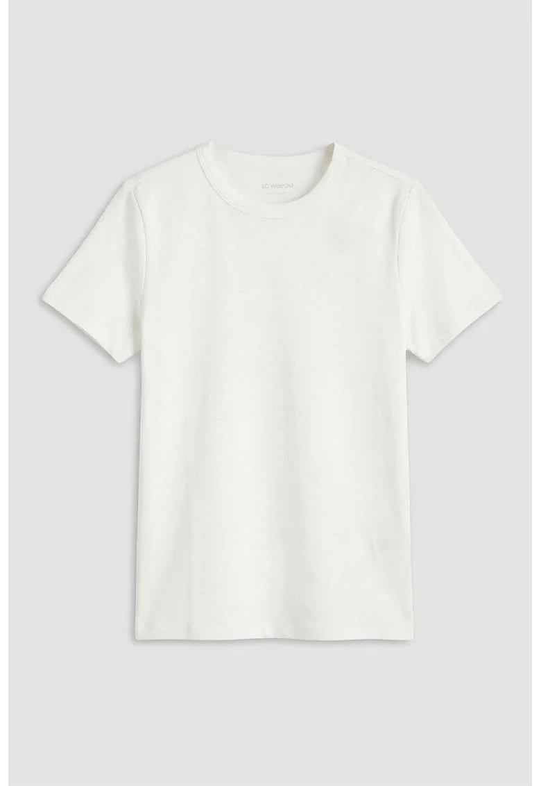 Tricou uni regular fit, Alb murdar