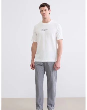 Pantaloni drepti cu model uni, Gri cenusiu