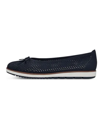 Balerini de piele cu model cu decupaje, Bleumarin