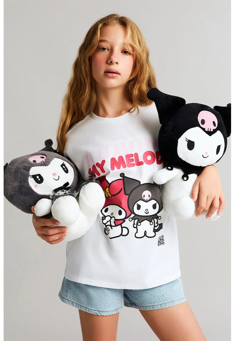 Tricou cu desene, Rosu/Alb/Gri
