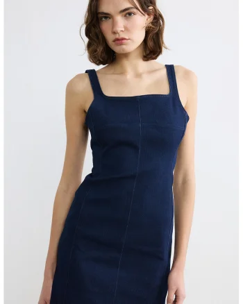 Rochie slim fit de denim, Bleumarin