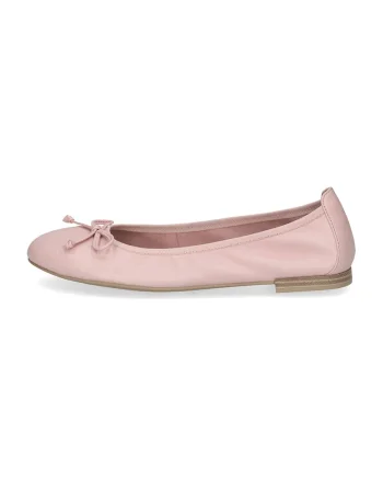 Balerini din piele cu detaliu cu nod, Roz pastel