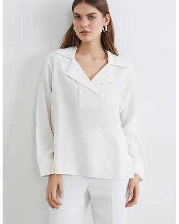Bluza cu revere, Alb optic