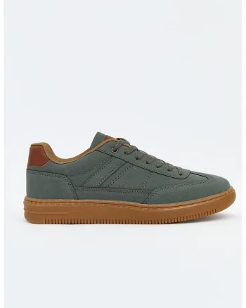Pantofi sport din piele intoarsa sintetica cu model uni, Verde feriga