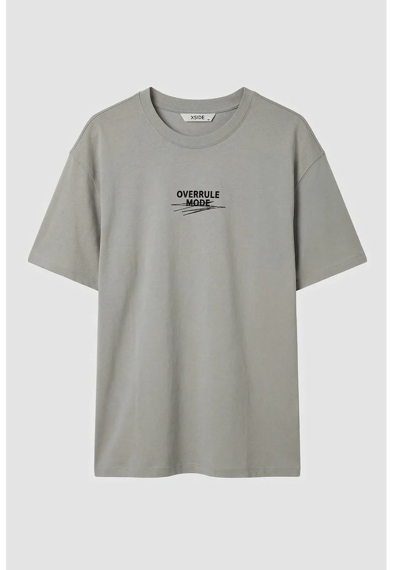 Tricou cu model text, Gri