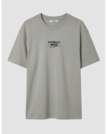 Tricou cu model text, Gri