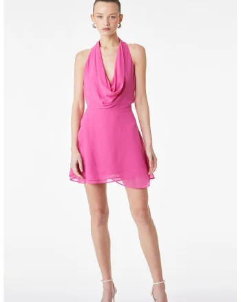Rochie mini cu decolteu adanc, Fucsia