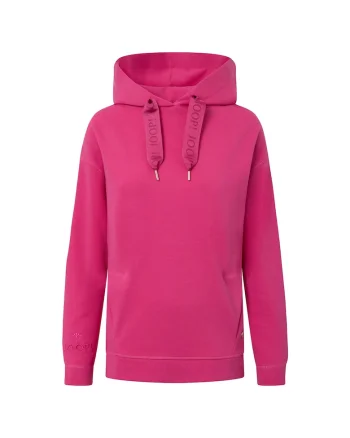 Hanorac cu maneci cazute si logo discret, Fucsia