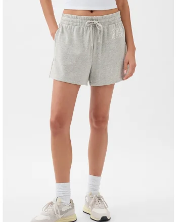 Pantaloni scurti de trening cu logo, Gri deschis melange