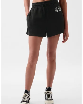 Pantaloni scurti de trening cu logo, Negru