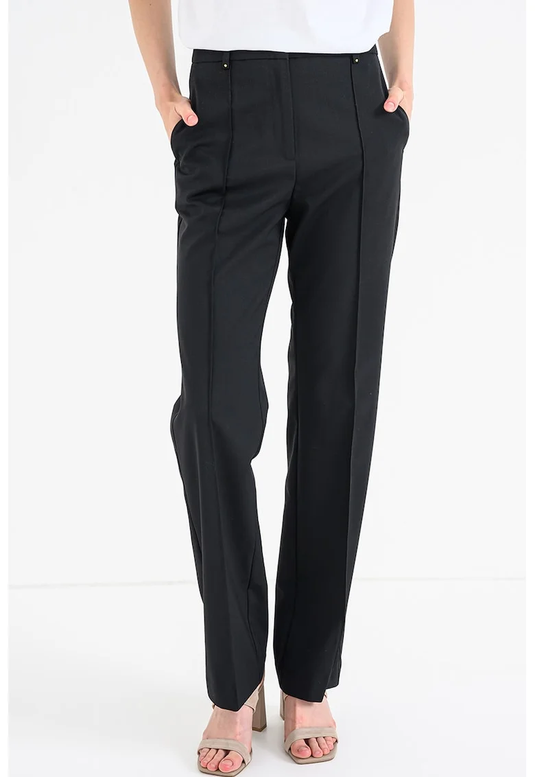 Pantaloni drepti din amestec de lana, Negru