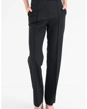 Pantaloni drepti din amestec de lana, Negru
