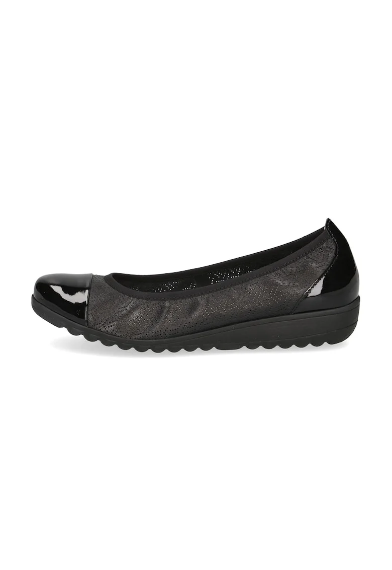 Balerini de piele cu design perforat, Negru
