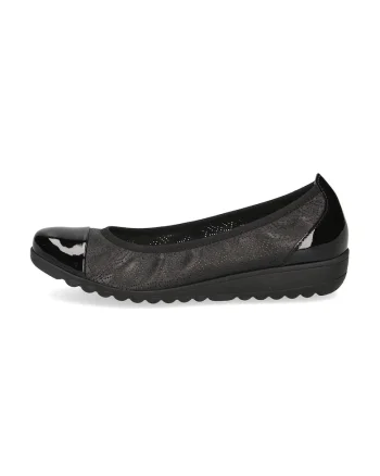 Balerini de piele cu design perforat, Negru