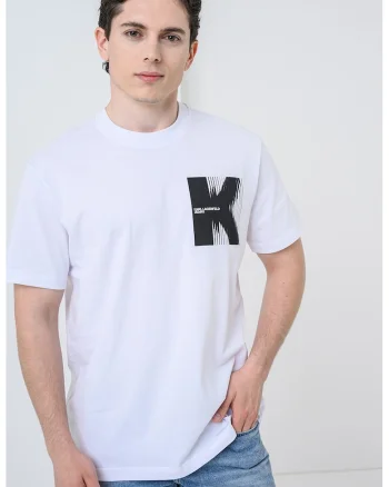 Tricou regular fit cu logo, Alb optic