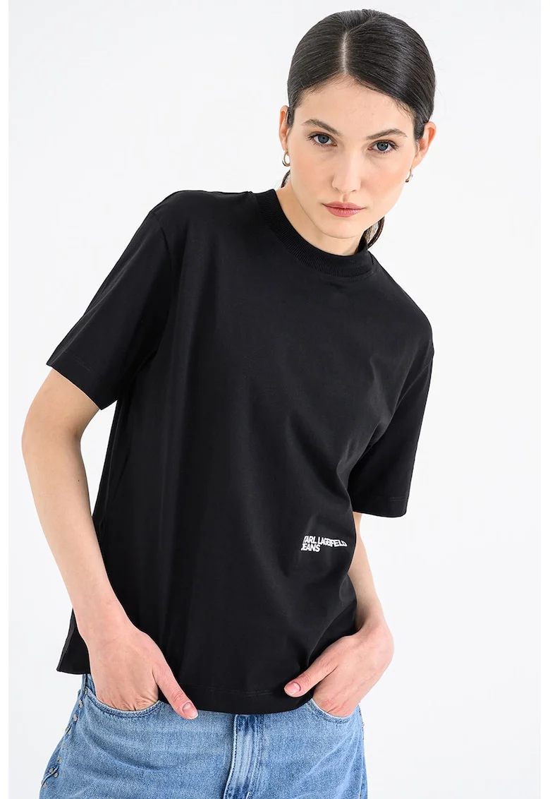 Tricou din bumbac organic cu imprimeu pe partea din spate, Negru/Gri/Roz