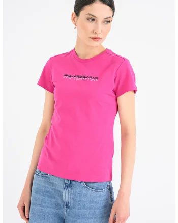Tricou slim-fit din bumbac, Alb/Negru/Fucsia