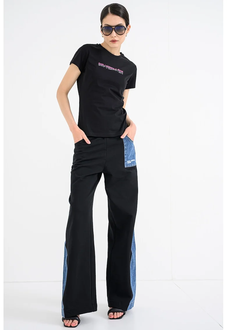 Tricou slim-fit din bumbac, Alb/Negru/Roz