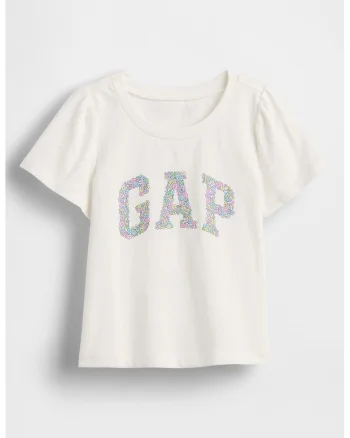 Tricou din bumbac cu logo floral, Alb murdar