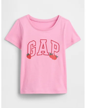 Tricou cu decolteu rotund si imprimeu, Fucsia