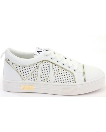 Pantofi sport din piele naturala cu perforatii decorative,