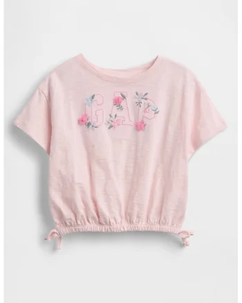 Tricou din bumbac organic cu logo, Roz pal