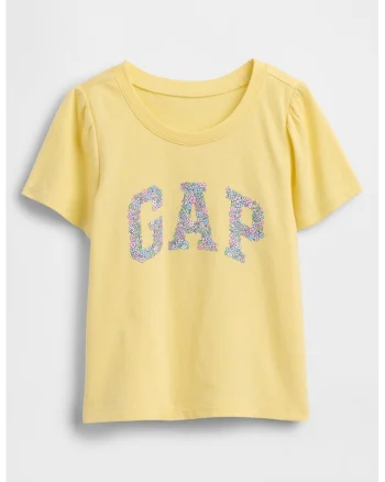 Tricou din bumbac cu logo floral, Galben