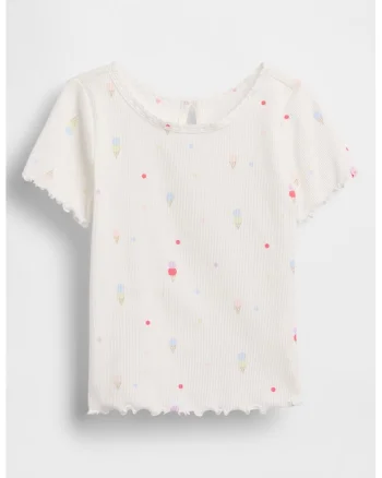 Tricou din bumbac cu decolteu rotund, Alb murdar