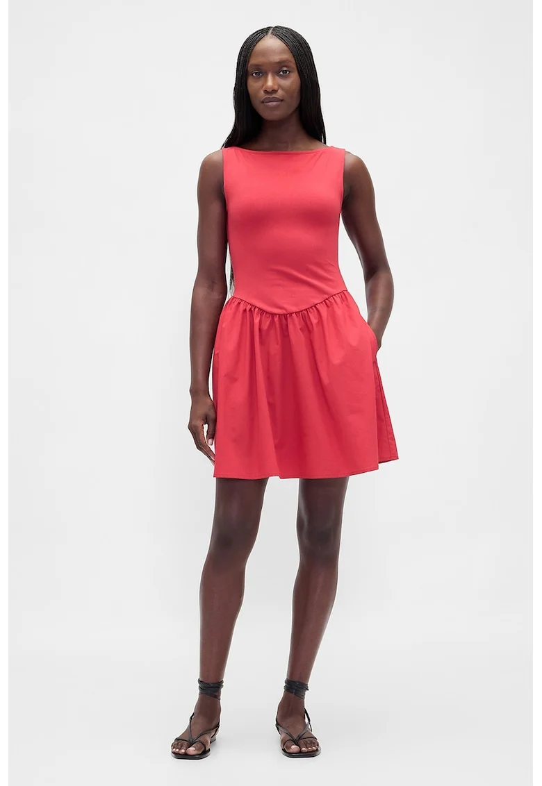 Rochie cu buzunare laterale, Rosu