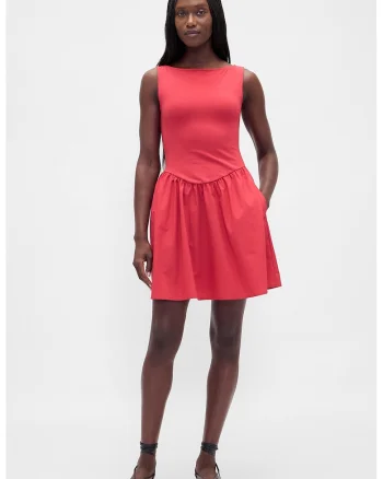 Rochie cu buzunare laterale, Rosu