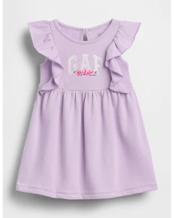 Rochie din amestec de bumbac cu logo, Lila