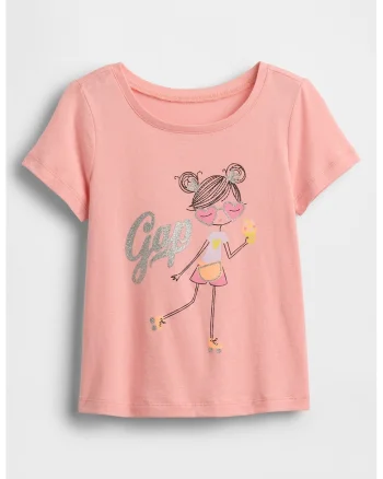 Tricou din bumbac cu imprimeu logo, Roz somon