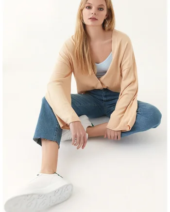 Cardigan uni lejer, Roz piersica deschis