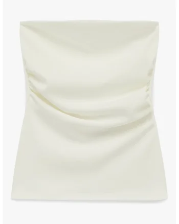 Bluza cu croiala slim-fit, fara maneci, Alb murdar