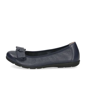 Balerini de piele cu funda, Bleumarin