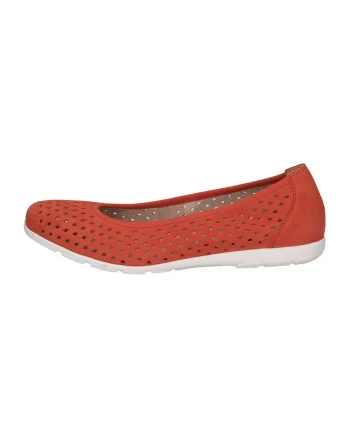 Balerini de piele cu design perforat, Rosu vermillion