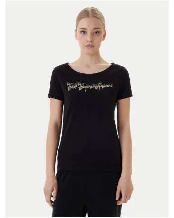 Tricou dama,  slim fit, negru, bumbac/elastan, Negru