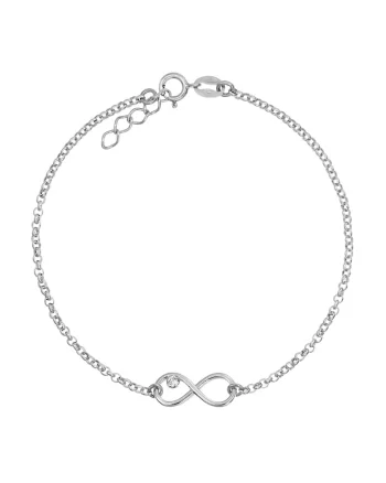 Bratara Pentru Picior Argint 925 cu Cristale Swarovski Crystal Clear si Infinit Charm
