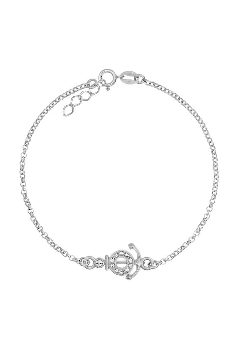 Bratara Pentru Picior Argint 925 cu Cristale Swarovski Crystal Clear si Anchor Charm