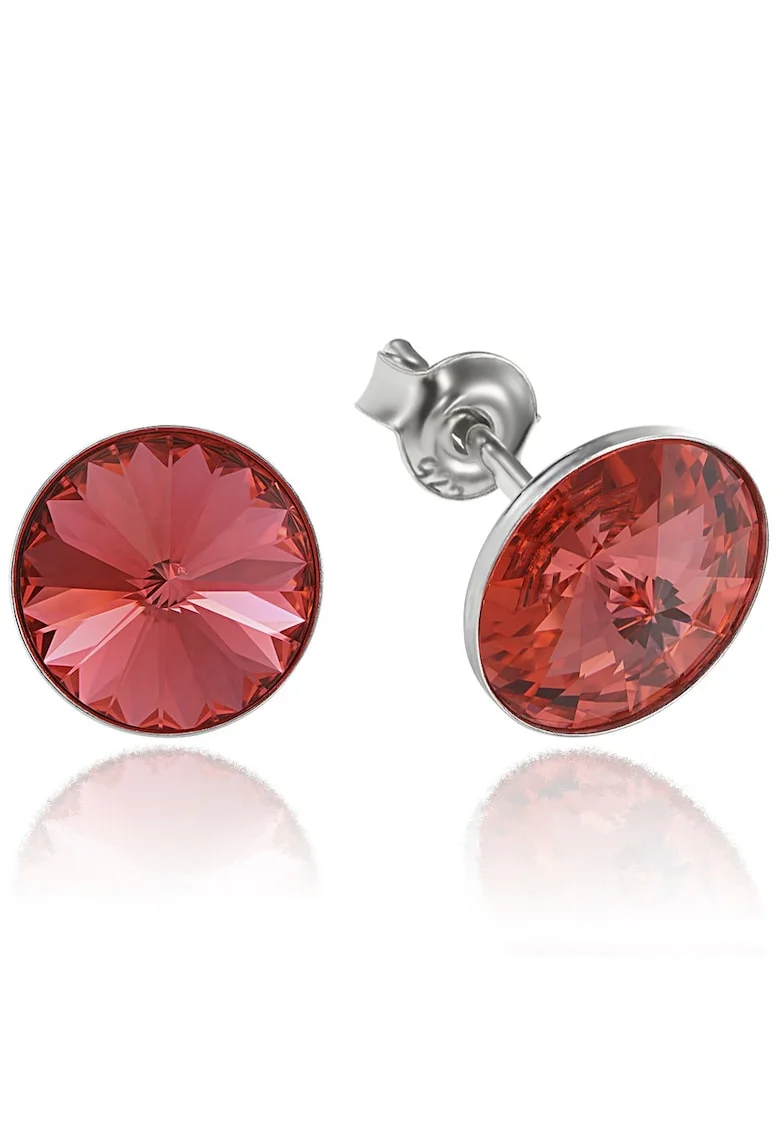 Cercei Argint 925 placat cu rodiu cu cristale Swarovski® Rivoli 8mm, Rosu/Portocaliu