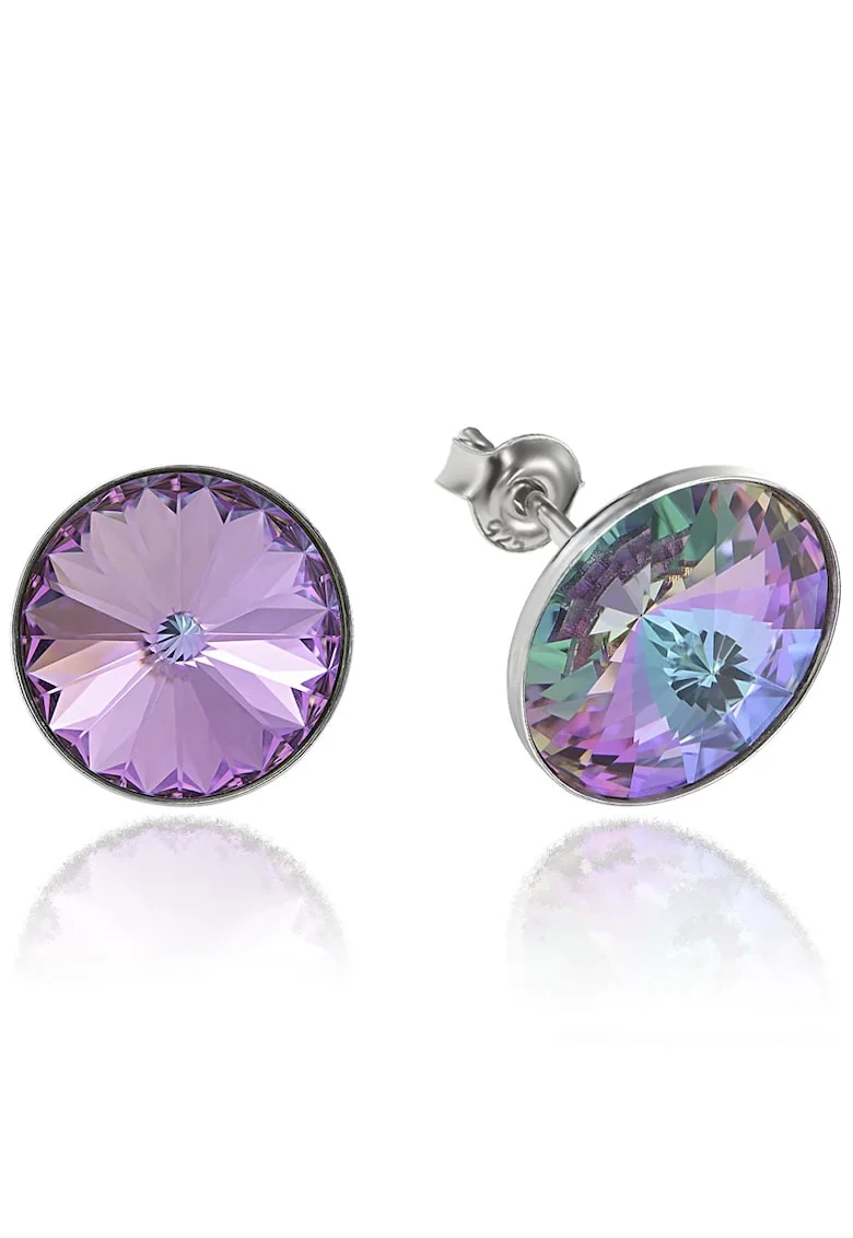 Cercei Argint 925 placat cu rodiu cu cristale Swarovski® Rivoli 12mm, Violet
