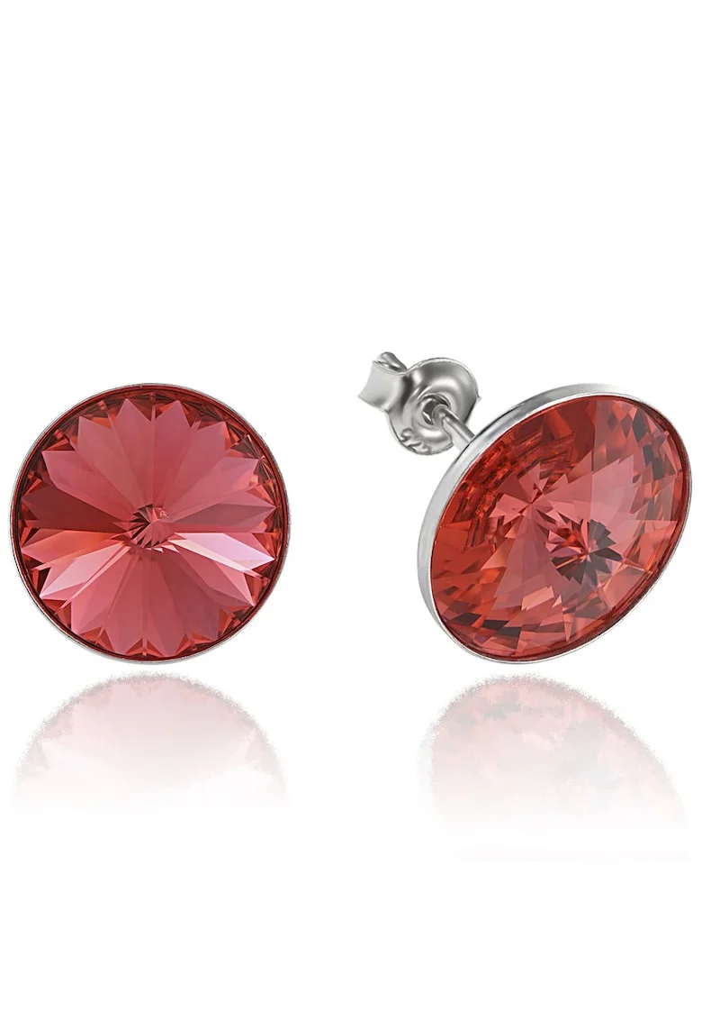Cercei Argint 925 placat cu rodiu cu cristale Swarovski® Rivoli 12mm, Portocaliu