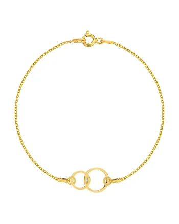 Bratara Aur 585 - 14K cu charm double circle - together forever, 16 CM